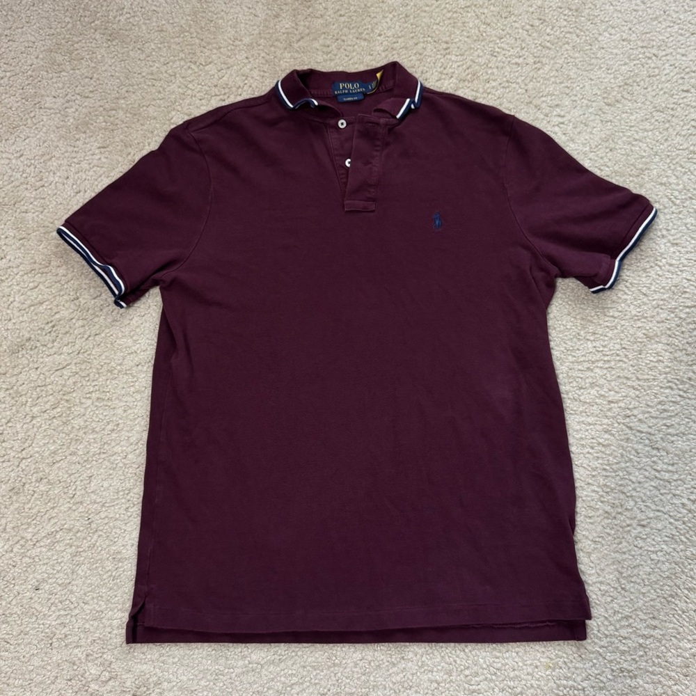 Polo by Ralph Lauren Burgundy Polo with Navy & White Trim